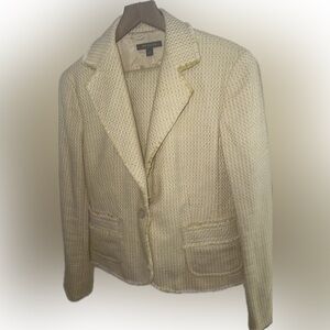 Ann Taylor Yellow Tweed 2-Piece Set - Jacket and Skirt